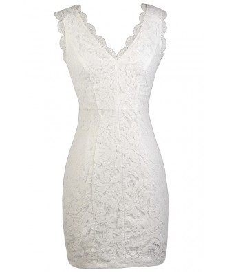 Off White Lace Pencil Dress, Off White Lace Party Dress, Cute Rehearsal Dinner Dress, Cute Bridal Shower Dress, White Lace Rehearsal Dinner Dress