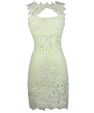 Cute Lace Dress, Lime Green Lace Pencil Dress, Cute Summer Dress, Bright Green Lace Dress