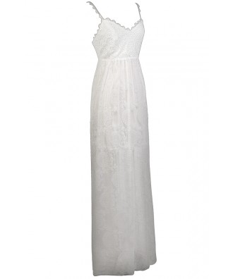 White Lace Maxi Dress, Cute White Maxi Dress, White Summer Dress, White ...