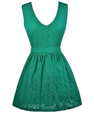 Teal Lace Dress, Cute Summer Dress, Teal A-Line Dress, Lace Party Dress