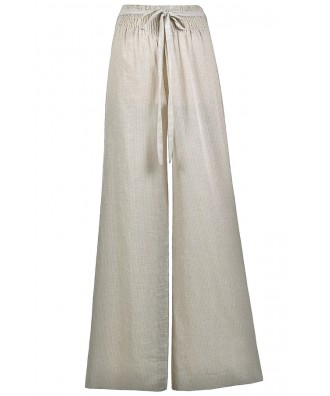 Beige Palazzo Pants, Beige Linen Wide Leg Pants, Swimwear Beach Coverup ...