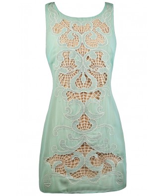 Mint and Beige Shift Dress, Cute Mint Dress, Mint Summer Dress, Ark and Co Dress