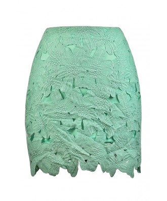 Mint Crochet Lace Mini Skirt, Cute Mint Skirt, Cute Summer Skirt, Mint Green Skirt
