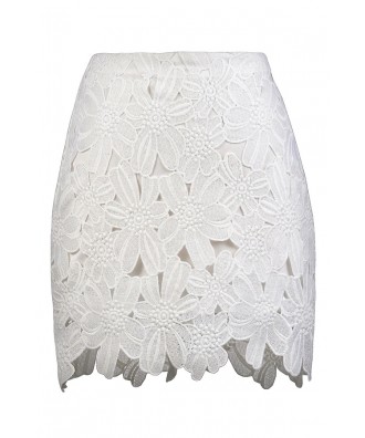 White Crochet Lace Mini Skirt, Cute Summer Skirt, White Lace Skirt