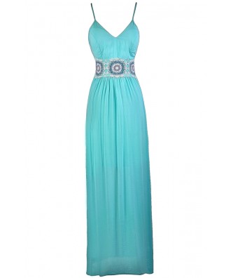 Aqua Maxi Dress, Cute Maxi Dress, Summer Maxi Dress, Boho Maxi Dress