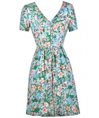 Hawaiian Print Dress, Tropical Print Dress, Cute Summer Dress, Luau Dress