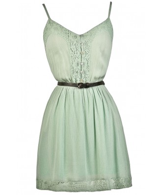 Cute Mint Dress, Belted Mint Sundress, Cute Country Dress