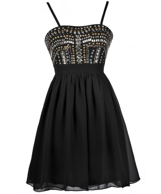 Black Stud Dress, Black Party Dress, Black Cocktail Dress, Little Black Dress