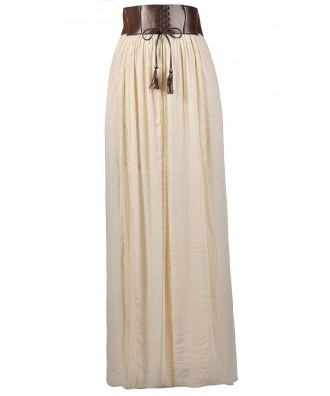 Cute Maxi Skirt, Beige Maxi Skirt, Prairie Maxi Skirt