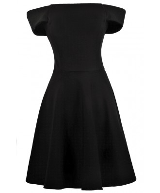 Black Cocktail Dress, Little Black Dress, Black Off Shoulder Dress, Black A-Line Dress