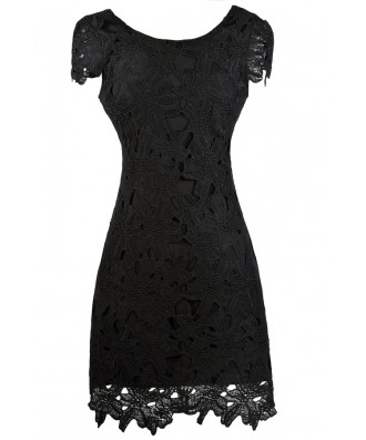 Black Lace Pencil Dress, Black Lace Cocktail Dress, Black Lace Party Dress