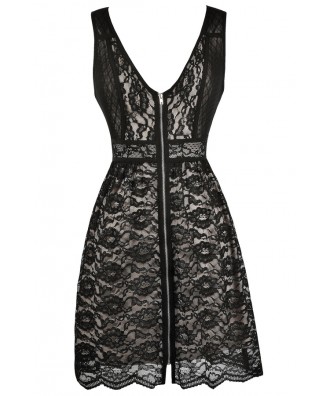 Black Lace Party Dress, Black Lace Cocktail Dress, Black Lace A-Line Dress, Cute Black Dress