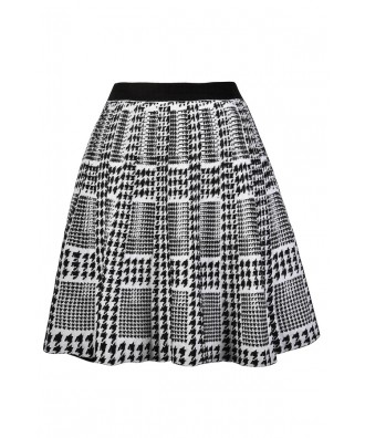 Black and Ivory Houndstooth Skirt, Houndstooth A-Line Skirt, Cute Two ...