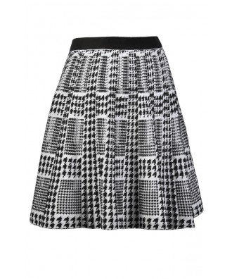 Black and Ivory Houndstooth Skirt, Houndstooth A-Line Skirt, Cute Two ...