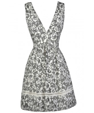 Black and White Floral Pattern Dress, Black and White Floral Dress ...