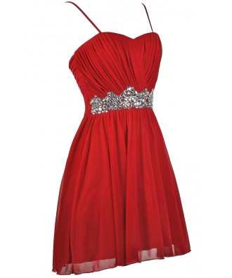 Red Embellished Party Dress, Cute Red Dress, Red Holiday Dress, Red ...