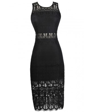Black Lace Pencil Dress, Black Lace Midi Dress, Black Lace Cocktail Dress