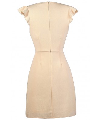 Beige Sheath Dress, Cute Work Dress, Beige Work Dress, Beige Cocktail ...