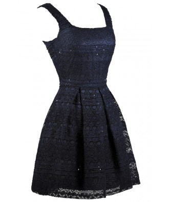 Navy Lace Party Dress, Cute Navy Dress, Navy Lace Dress, Navy Lace ...