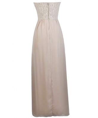 Cute prom Dress, Cream Blush Maxi Dress, Blush Cream Lace Maxi Dress ...