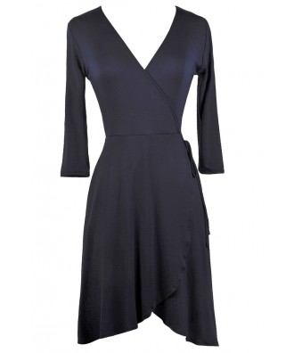 Cute Navy Dress, Navy Wrap Dress, Cute Fall Dress, Navy Summer Dress