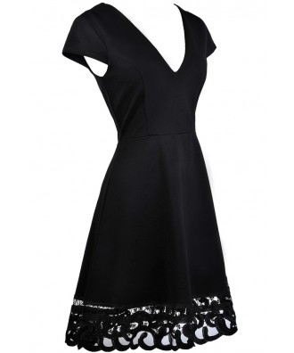 Black Capsleeve A-line Dress, Little Black Dress, Black Party Dress ...