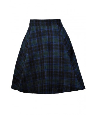 Blue and Green Plaid Skirt, Tartan Plaid Skirt, Scottish Plaid Skirt