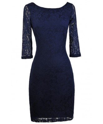 Navy Lace Bodycon Dress, Navy Lace Cocktail Dress, Navy lace Party Dress