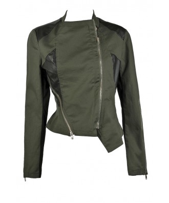 Black and Olive Green Jacket, Cute Fall Jacket