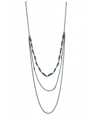 Cute Turquoise Necklace, Turquoise and Silver Layered Necklace, Cute Boho Jewelry