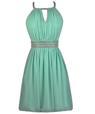 Beaded Mint Dress, Mint Party Dress, Mint Cocktail Dress, Mint Prom Dress