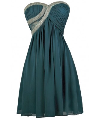 Beaded Teal Dress, Teal Bridesmaid Dress, Teal Party Dress, Cute Teal Dress