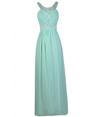 Mint Maxi Dress, Mint Bridesmaid Dress, Mint Formal Dress Lily Boutique