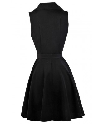 Cute Work Dress, Black Wrap Shirt Dress, Black Sundress Lily Boutique