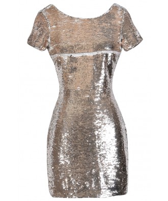 Gold Sequin Dress, Sequin Party Dress, Cute New Year's Eve Dress, Gold Cocktail Dress