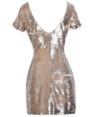 Gold Sequin Party Dress, Cute New Year's Eve Dress, Gold Cocktail Dress ...