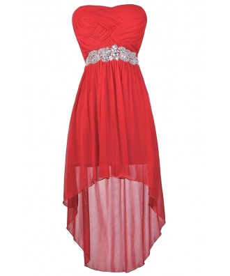 Cute Red Dress, Red Dress Boutique Dress, Red High Low Dress, Cute ...