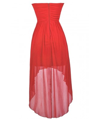 Cute Red Dress, Red Dress Boutique Dress, Red High Low Dress, Cute ...