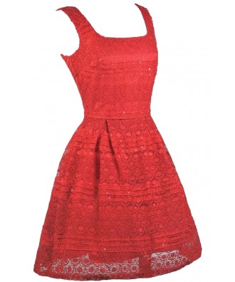 Cute Red Dress | Red Dress Boutique Dress | Red Lace Party Dress | Lily ...