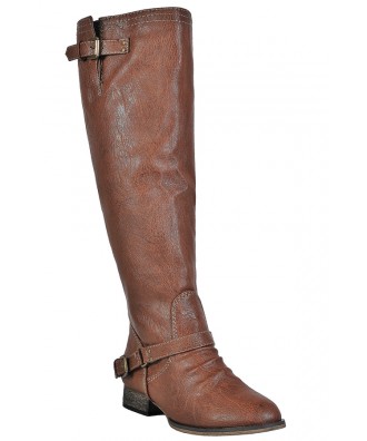 Cognac Riding Boots, Cute Fall Boots, Red Zipper Boots, Tan Boots