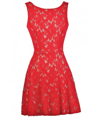 Cute Red Dress, Red Dress Boutique Dress, Red Lace Dress, Red Lace ...