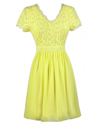 Yellow Lace Dress, Cute Yellow Dress, Yellow Bridesmaid Dress