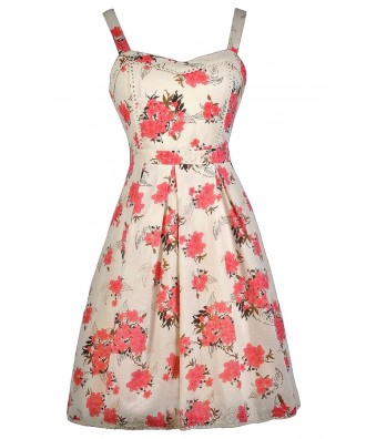 Pink Floral Print Sundress, Cute Pink Dress, Cute Summer Dress