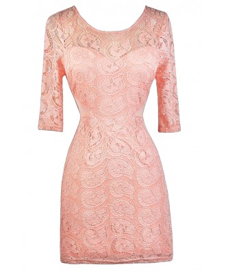 Pale Pink Lace Dress, Pink Lace Bodycon Dress, Cute Pink Dress