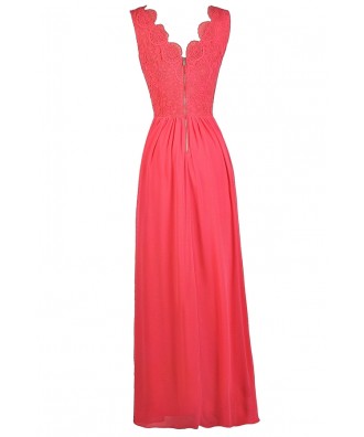 Hot Pink Lace Maxi Dress, Hot Pink Maxi Bridesmaid Dress, Cute Pink ...