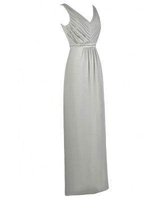 Grey Maxi Bridesmaid Dress, Cute Grey Dress, Grey Prom Dress Lily Boutique