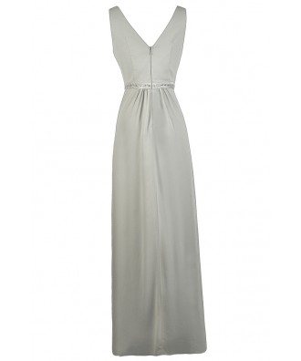 Grey Maxi Bridesmaid Dress, Cute Grey Dress, Grey Prom Dress Lily Boutique