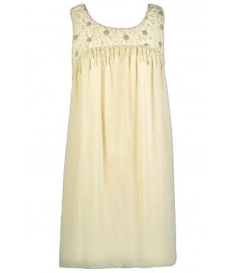 Cream Trapeze Dress, Cute Cream Dress, Cream Party Dress