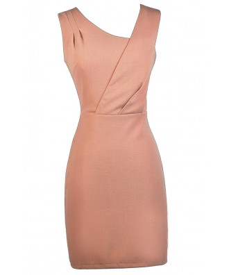 Pink Salmon Sheath Dress, Cute Pink Dress, Cute Work Dress