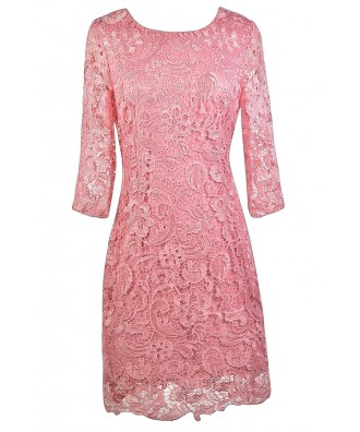 Pink Crochet Lace Dress, Cute Pink Dress, Pink Lily Boutique Dress